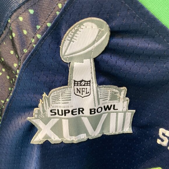 Russell Wilson Super Bowl 48 NFL Nike Onfield Football Jersey Size 40 M/L - Picture 3 of 7